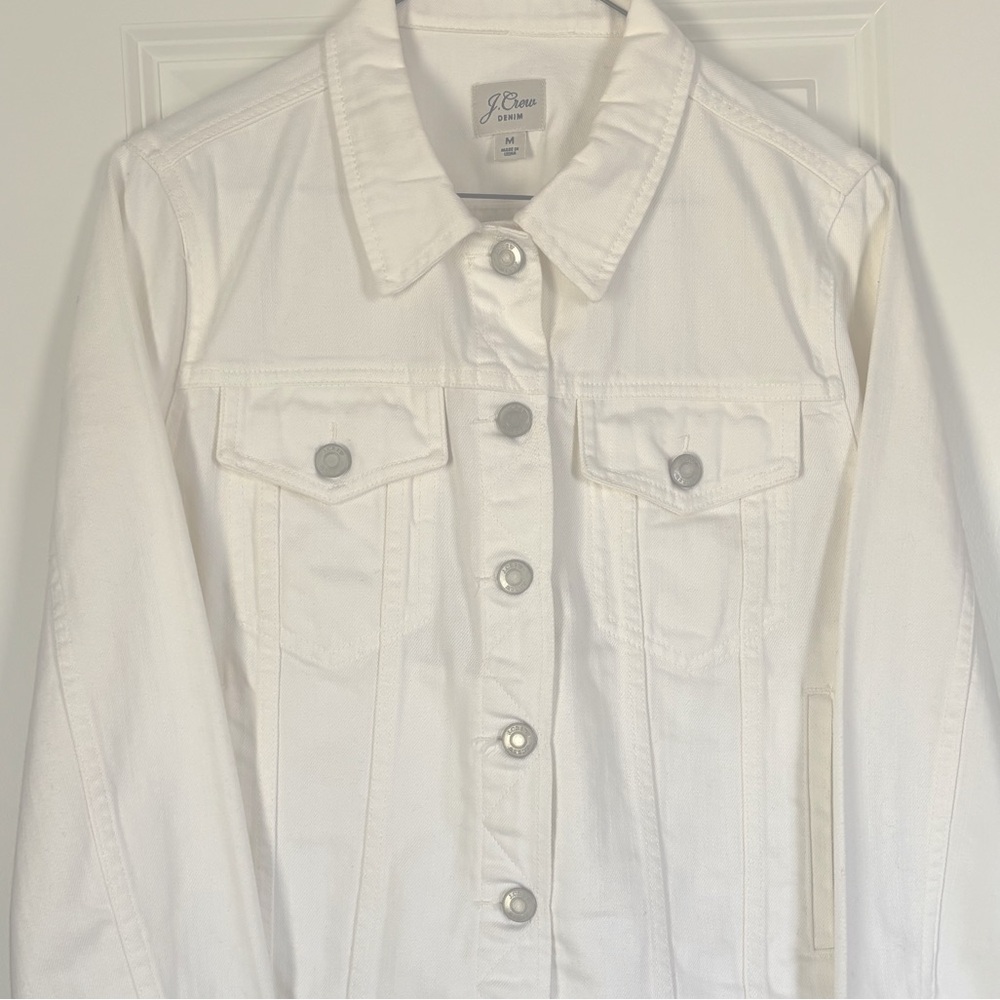 J. Crew Cropped White Denim Jacket